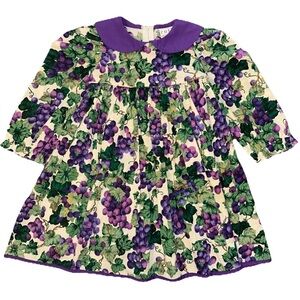 Ruth Of Carolina VTG Girls 2T Dress Grapevine Purple Long Sleeve Pleated Collar